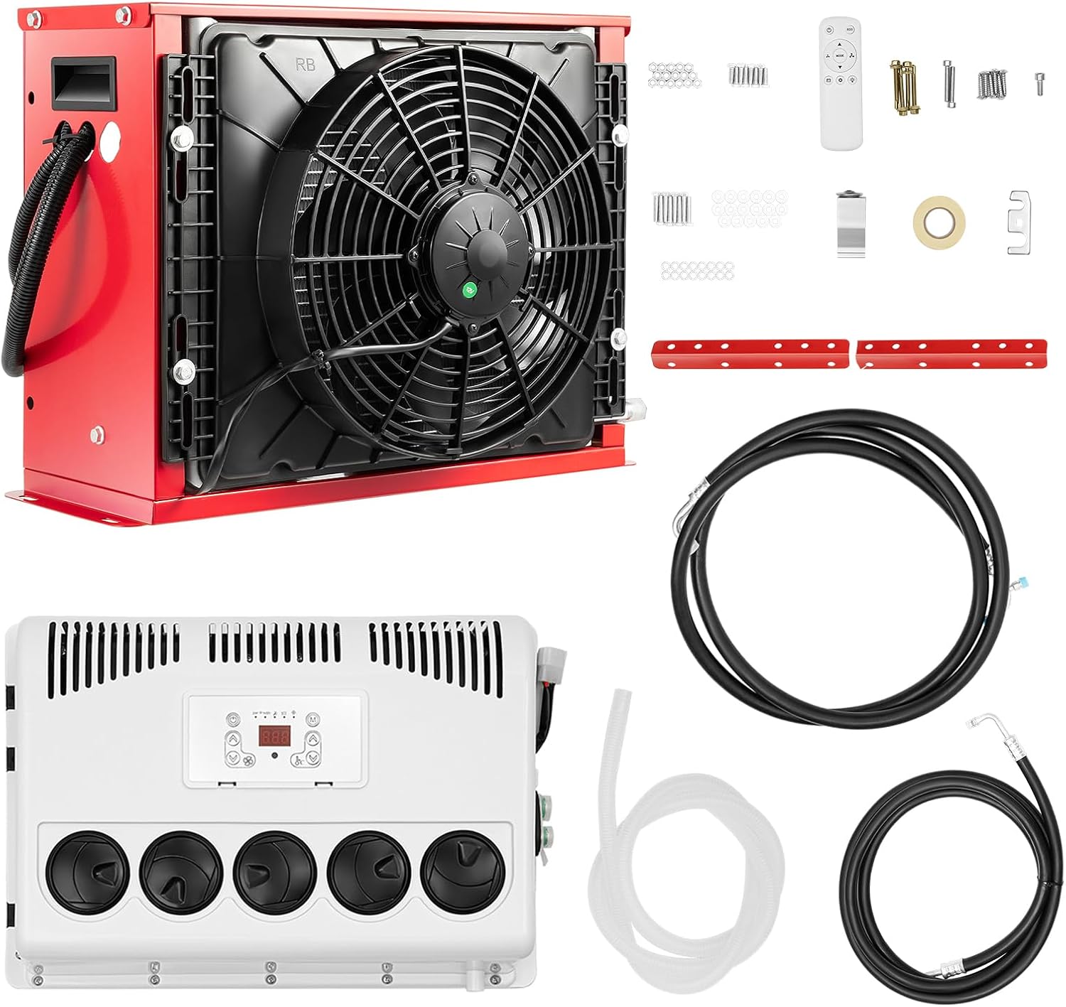 12V Air Conditioner, 11000 BTU Truck Cab Air Conditioner 12V Mini Split AC Unit RV Air Conditioner for Semi Motorhome Trucks Bus Trailers Camper Van Cooling Rapidly Low Noise