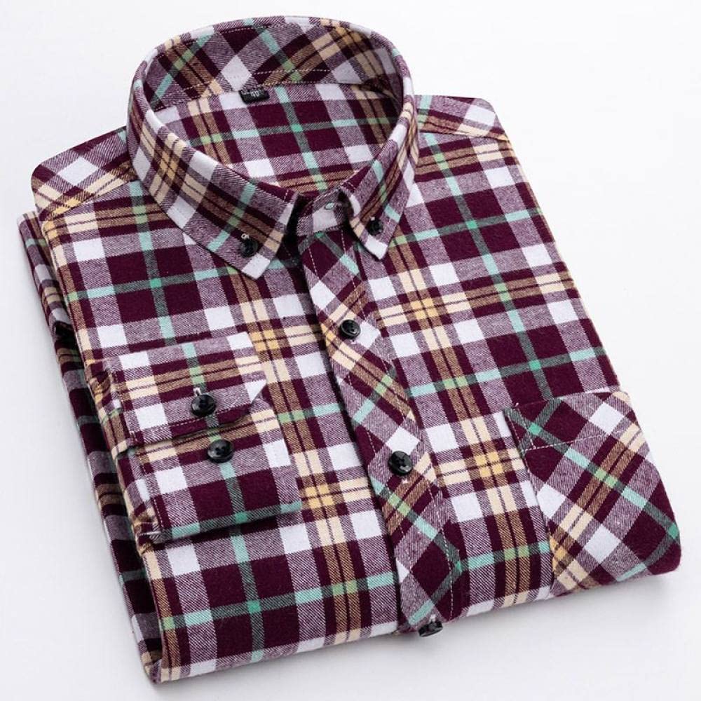 Camicia In Cotone A Maniche Lunghe Da Uomo,Camicia Casual Da Uomo A Maniche Lunghe, Camicia Casual Scozzese Da Uomo In Cotone Flanella A Maniche Lunghe Button Down Camicie Casual Eleganti Con Tasca