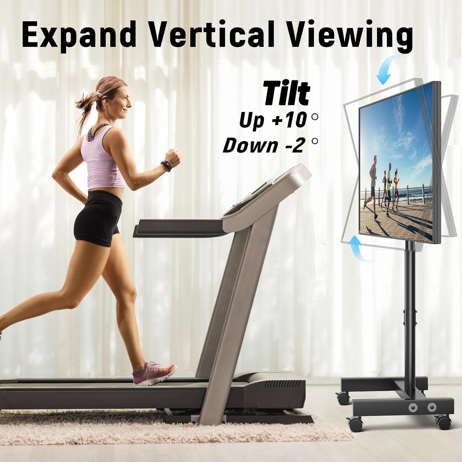 YOMT Mobile TV Cart - Supporto per TV con rotelle per schermi da 13 a 50 pollici, supporto inclinabile e girevole, da verticale a orizzontale, supporto portatile per TV con ruote, supporta fino a 20