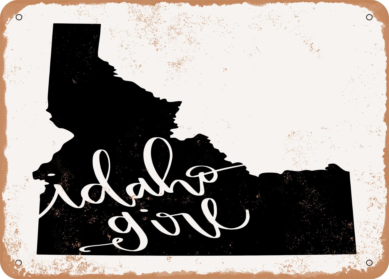 Miaomansenstore Girls Metal Sign - Idaho - Vintage Rusty Look Sign Home Decor