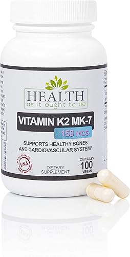 Mejor vitamina K2 MK-7 de 150 mcg, 100 cápsulas, forma más efectiva y segura, no contiene K1 o MK4, funciona con vitamina D, libre de soja, pureza y