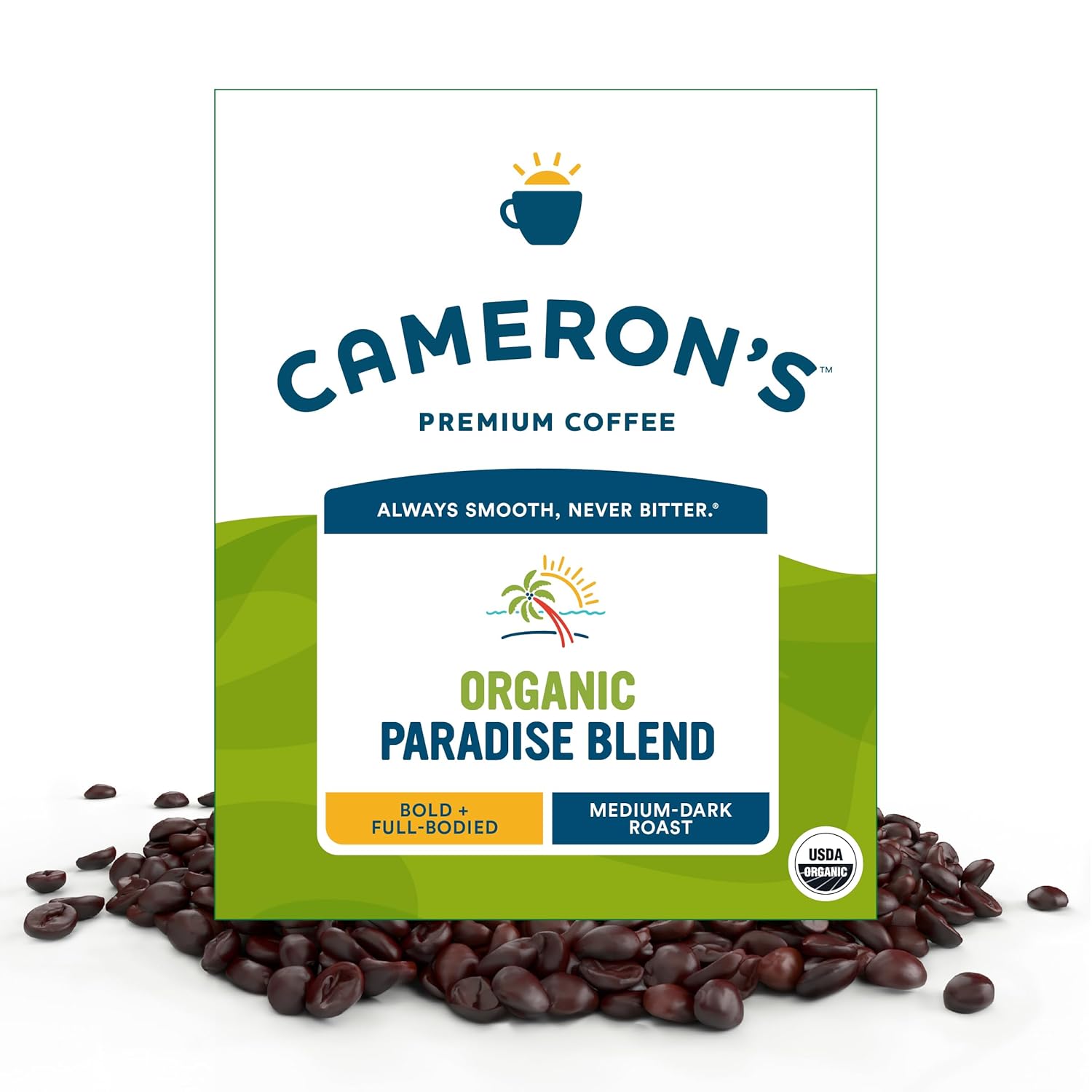 Cameron's Coffee Organic Paradise Blend Roasted Whole Bean Coffee, 4 Pound