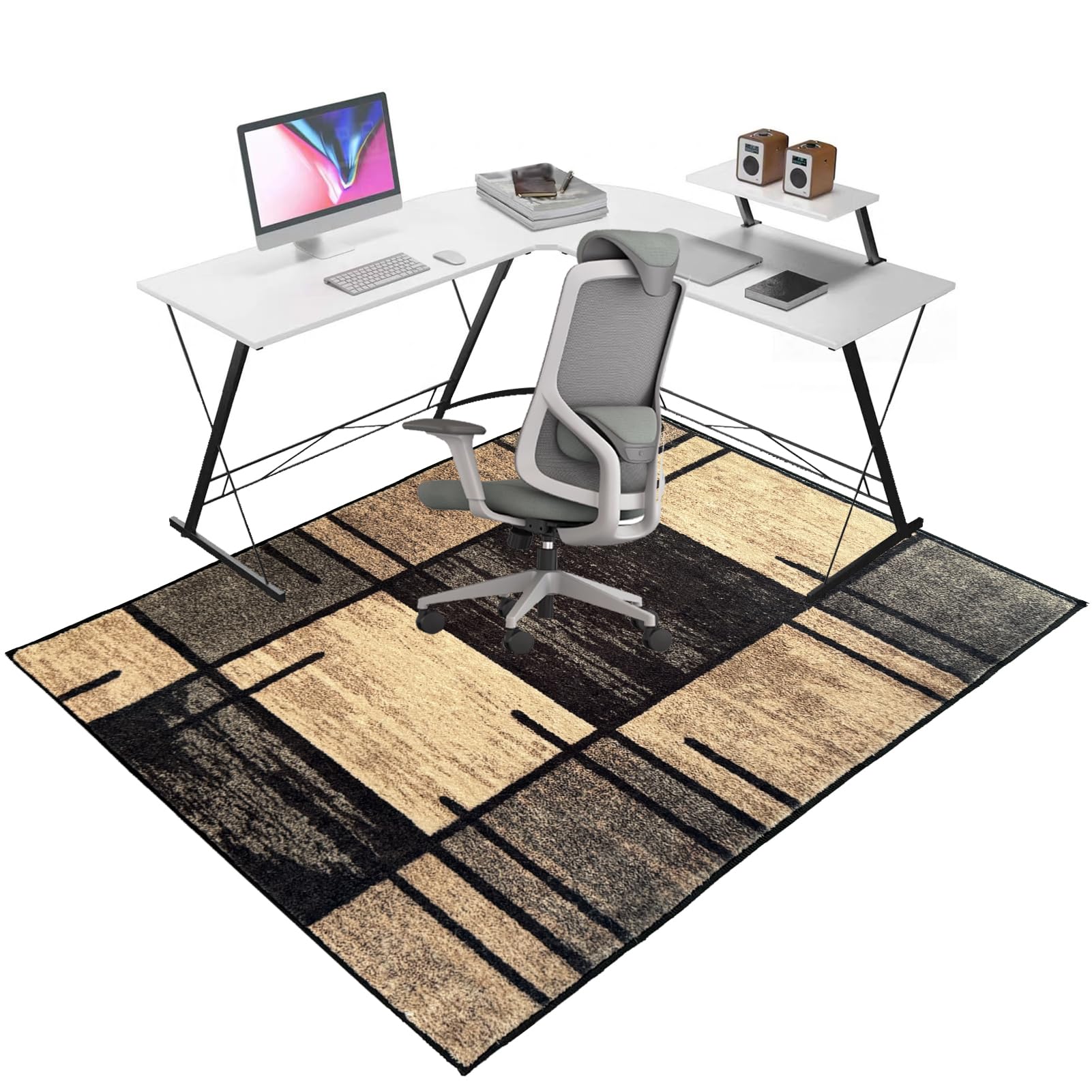 QYJBOUU Heavy Duty Office Chair Mats for Carpeted and Hardwood Floor, Desk Carpet Protector Chair Mat for Home Office Gaming Computer Rolling Chair Rug Non Slip Floor Protection Mat 130 x 150 cm