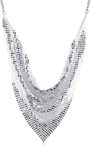 COLORFUL BLING Gargantilla de lentejuelas de metal grueso con borlas y flecos gruesos de pirámide, collar de lentejuelas para mujer, joyería de