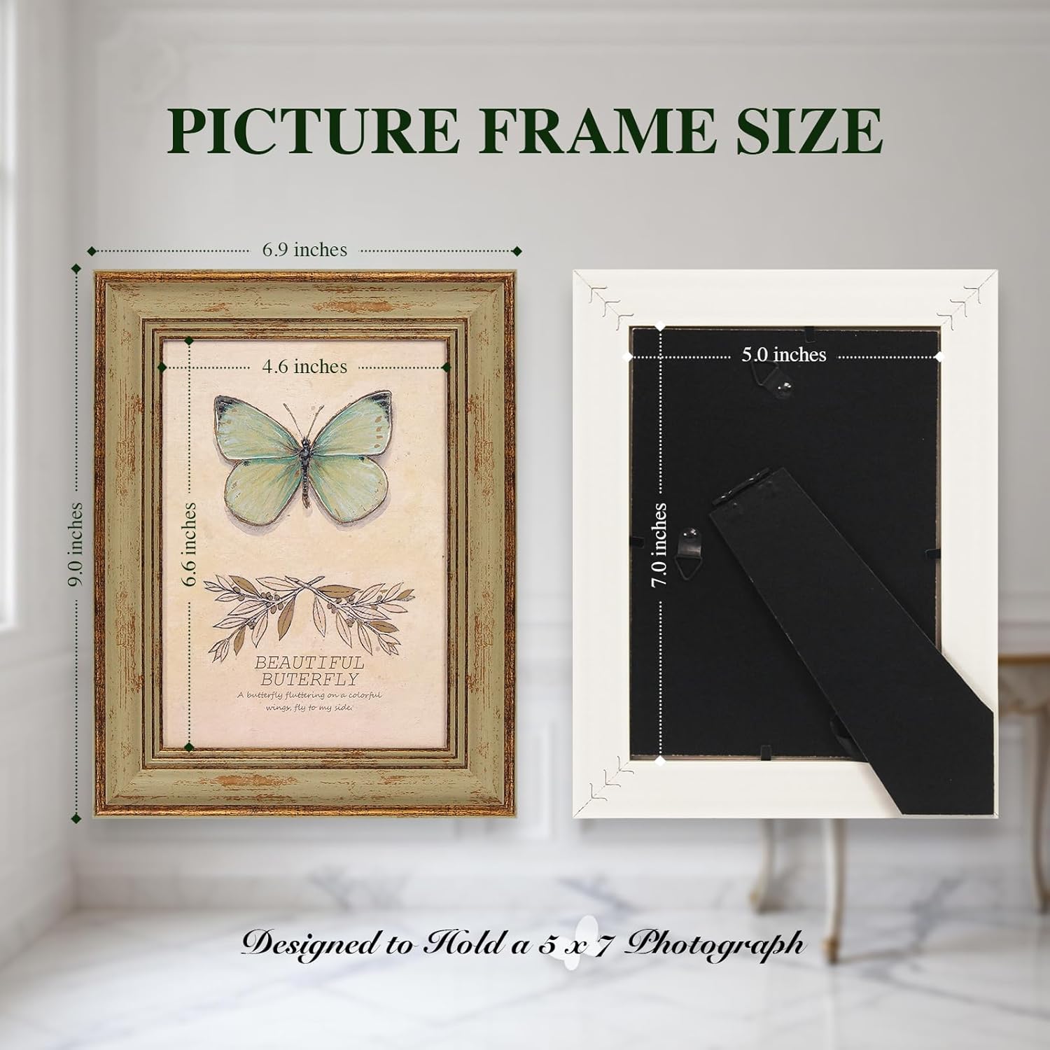 XUANLUO 3 Pack 5x7 Inch Farmhouse Rustic Picture Frame Sets Distressed Farmhouse Plastic Frame with HD plastic cover for Wall Mount or Tabletop Display (Multicolour, 5x7-3pcs) - Image 2