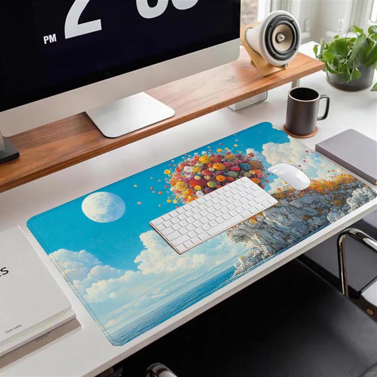 Gamingowa podkładka pod mysz 1200 x 600 x 3 mm, XXL, wodoszczelna, odporna na ścieranie, z przyszytymi krawędziami, niebieska, podkładka na biurko, poprawia prędkość i precyzję, do komputera, laptopa