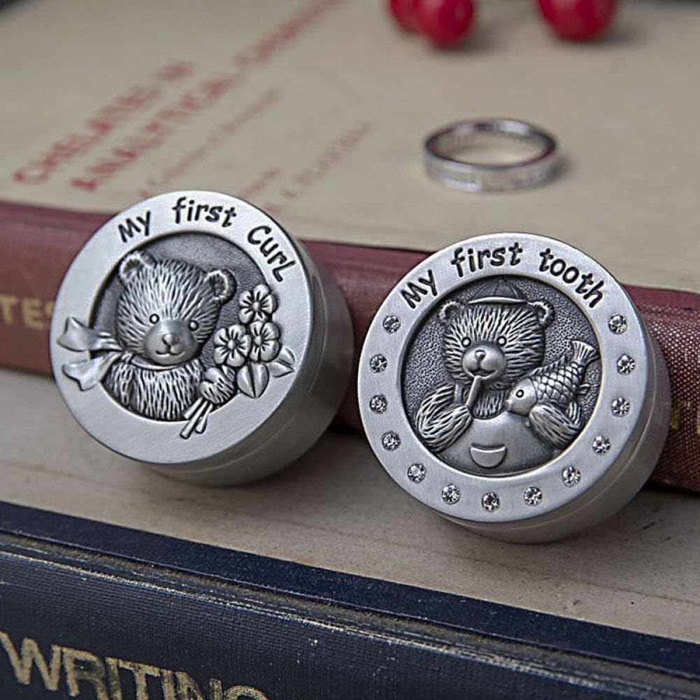 LOORGVEL Boîte De Rangement Cheveux Fœtaux Ronde Couleur Étain Boîte