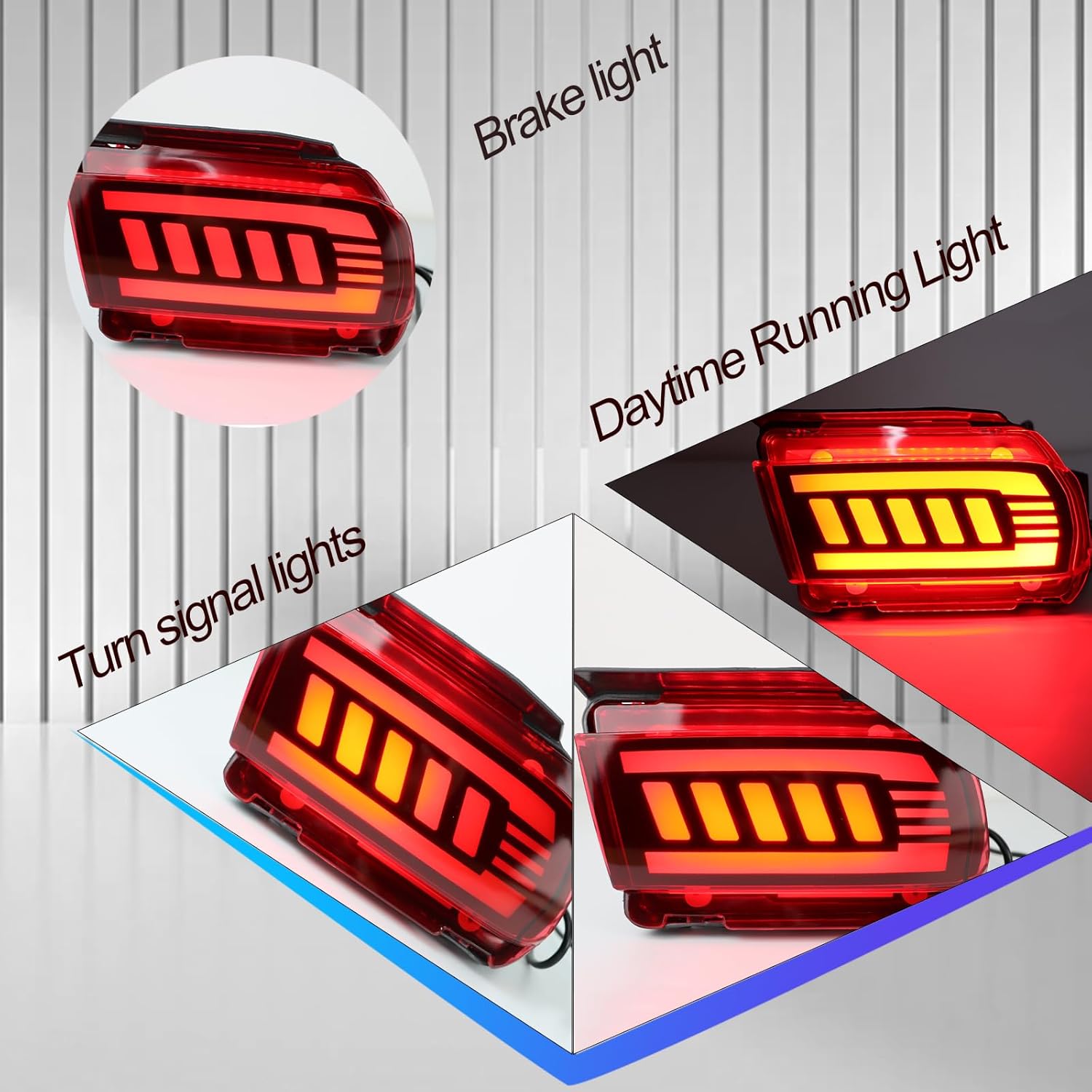 LED Rear Bumper Reflector Light DRL Sequential Turn Signal Light Tail Brake Fog Lamp Compatible with Toyota Land Cruiser Prado FJ150 2010-2020 Plug and play (Red lens)