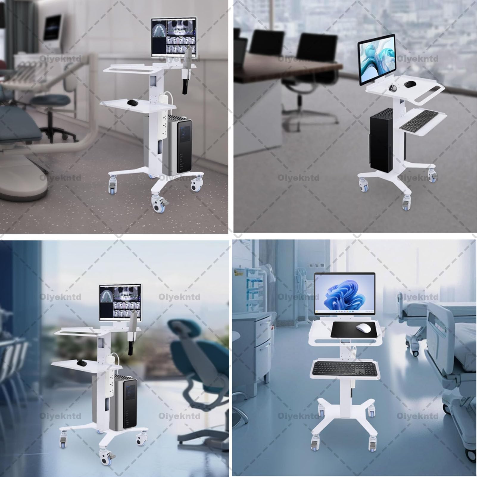 Carrello per clinica odontoiatrica con supporto per scanner orale, postazione di lavoro mobile per ospedale con vassoio per laptop e ruote silenziose, per ufficio, scuola, salone, laboratorio