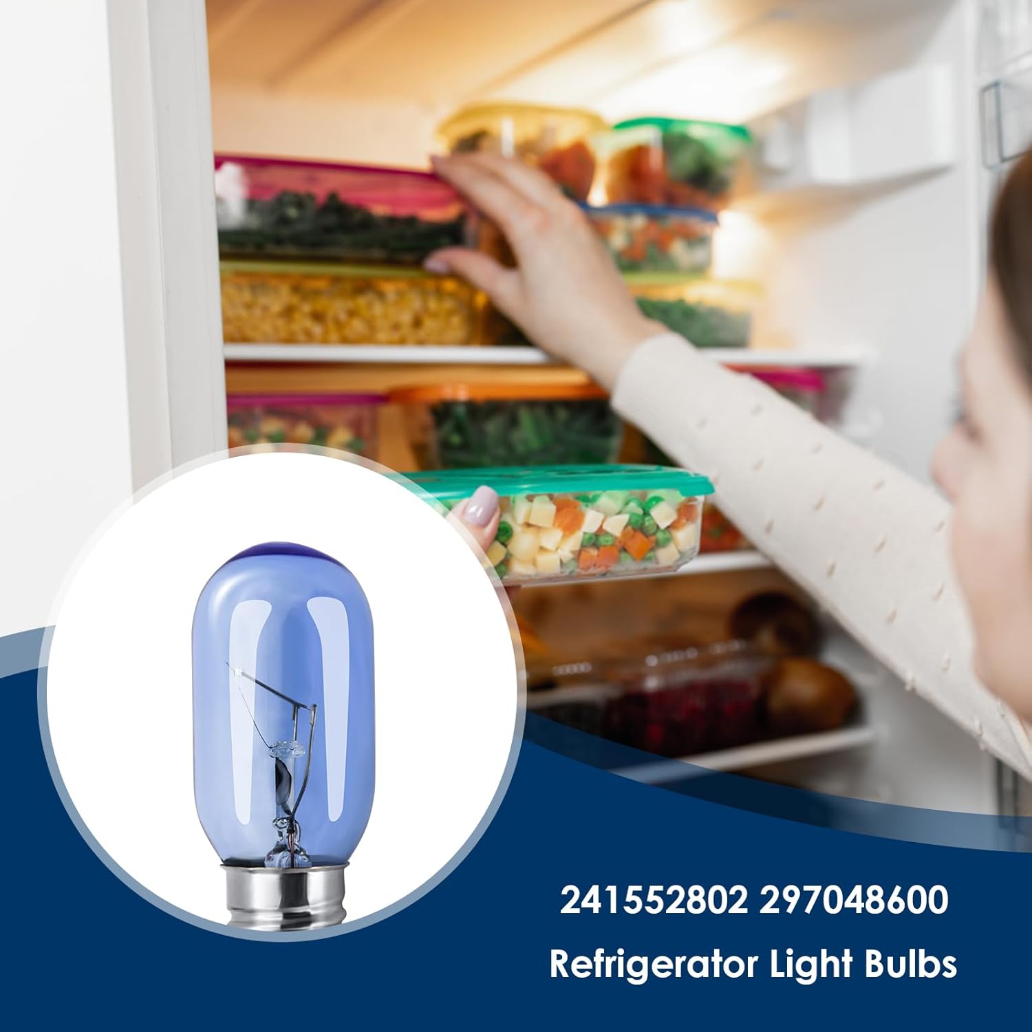 Refrigerator Light Bulb 297048600 241552802, 40W, T8, for Frigidaire, Kenmore, Whirlpool, KitchenAid, Electrolux, AP3770086 AH976993 EA976993 Refrigerators Bulbs - 2 Pack