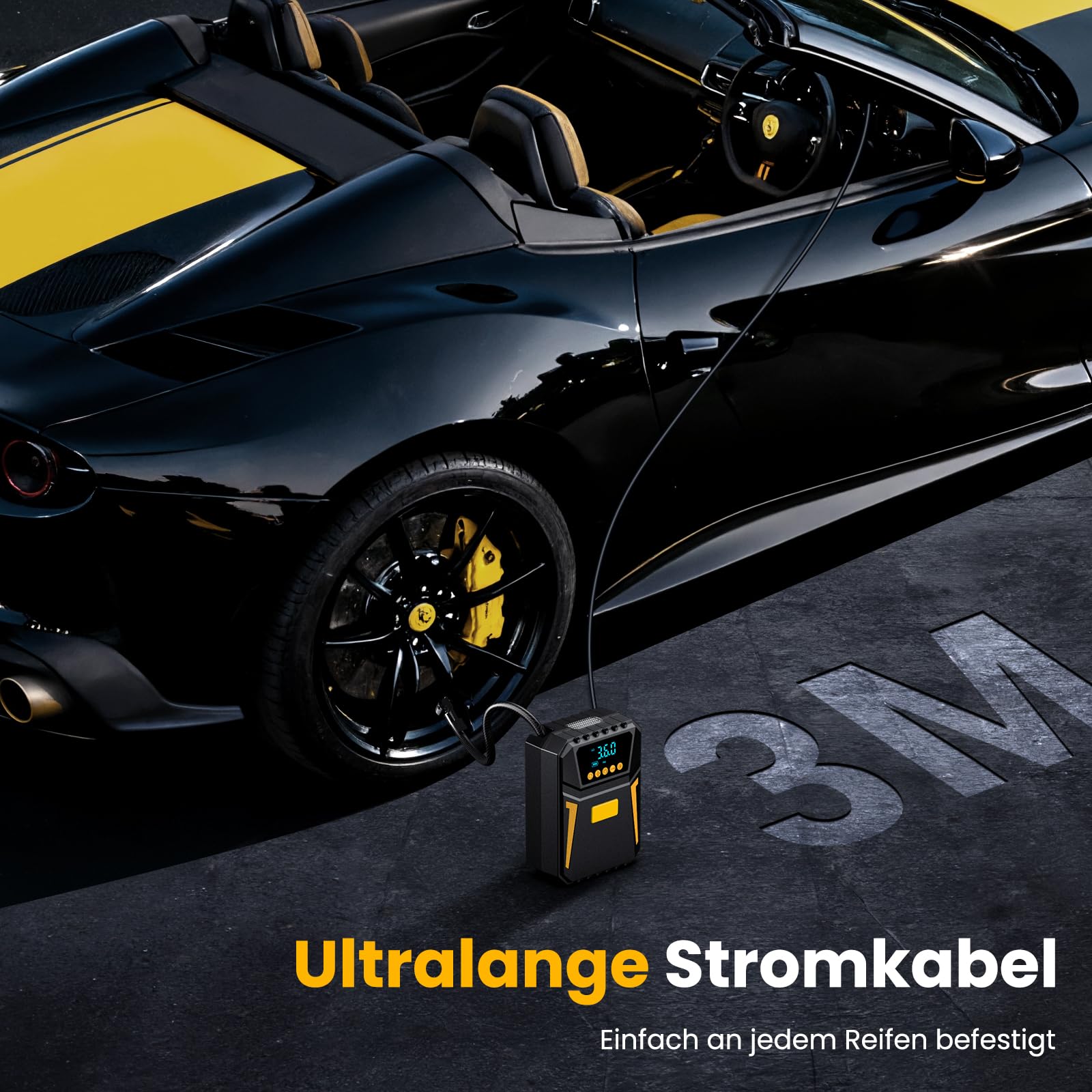 Kompressor Auto Autoreifen Pumpe – 12V DC Digitaler Luftkompressor mit präzisem Manometer, 10,3 Bar & automatischer Abschaltung. Ideal als Luftpumpe für Autos, Fahrräder und Bälle.