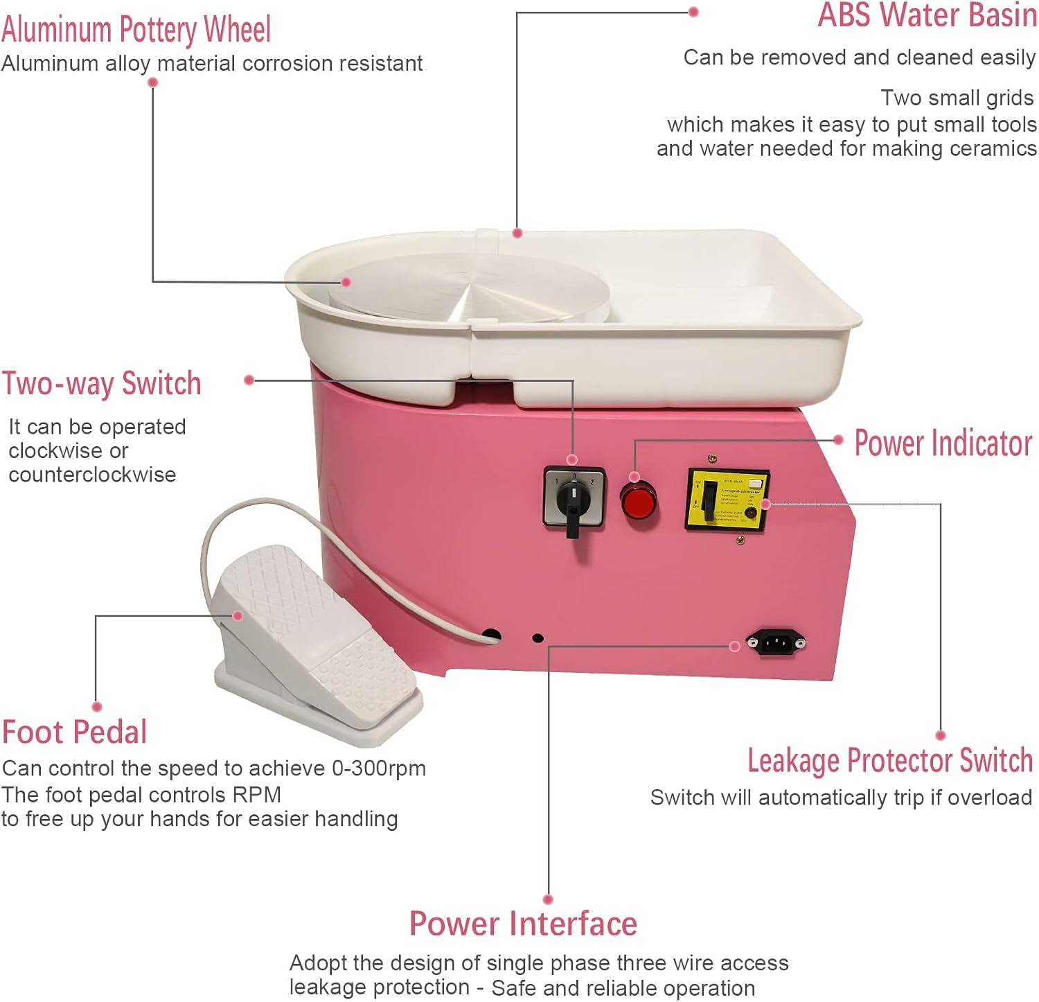 Pottery Wheel Machine Pottery Forming Machine 25CM 350W Electric Pottery Wheel with Foot Pedal for Ceramic Work Art Craft Professional Pottery Wheel by TOPEMAI