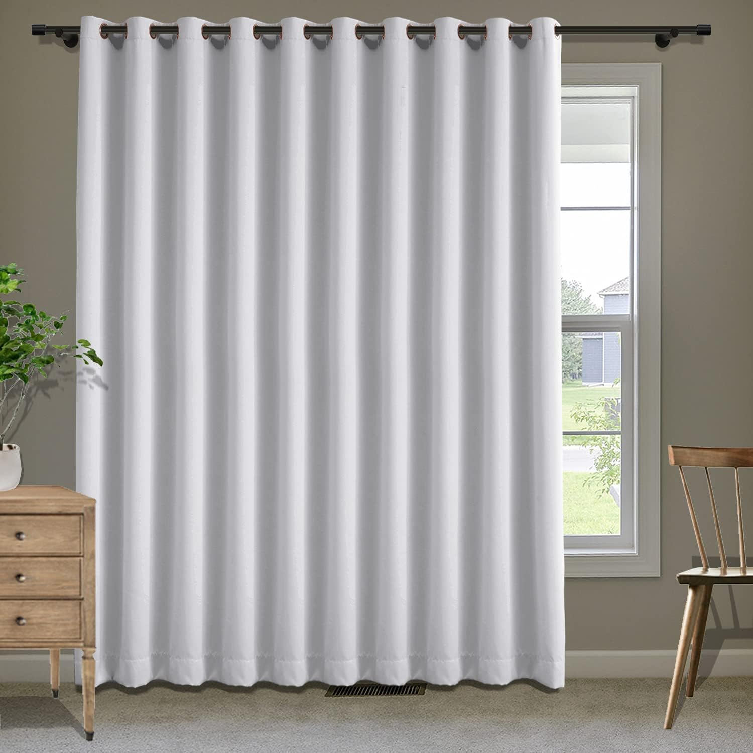 Macochico Beige Blackout Curtains Extra Wide Curtains for Living Room Drapes Panels Grommet Top Window Curtains for Bedroom Living Room Meeting Room 120W x 84L Inch (1 Panel)