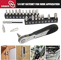 Vista 5 de STREBITO Mini juego de trinquete, 22 piezas destornillador de trinquete de ángulo recto de 1/4, llave de trinquete pequeña de 36 dientes