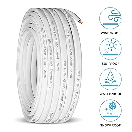 16 Gauge Marine Wire,15ft 16 AWG 16/2 Duplex Marine Grade Wire Tinned Copper Boat Electrical Cable for Automotive Boat Speakers RV Solar Outdoor