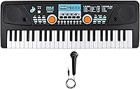Pyle 49-Key Portable Electric Piano Keyboard with Karaoke Mic, 16 Tones, 8 Rhythms, Rechargeable Battery - Kids Beginners Adults