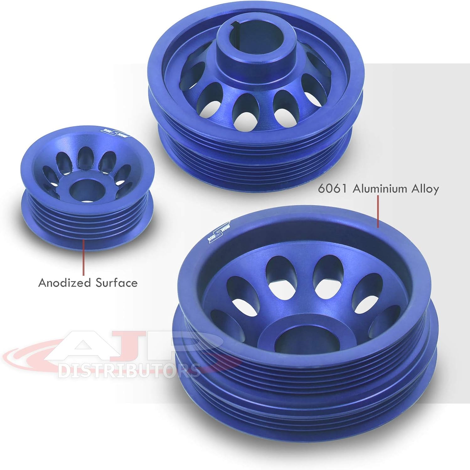 AJP Distributors JDM High Upgrade Light Weight Aluminum Engine Alternator Idler Crank Pulley Wheel Kit Anodized Blue Compatible/Replacement For 350Z G35 VQ35DE 2002 2003 2004 2005 2006 02 03 04 05 06