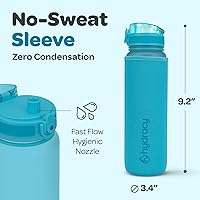Vista 5 de Hydracy Water Bottle with Time Marker -Large BPA Free Water Bottle & No Sweat Sleeve -Leak Proof Gym Bottle with Fruit Infuser Strainer & Times to