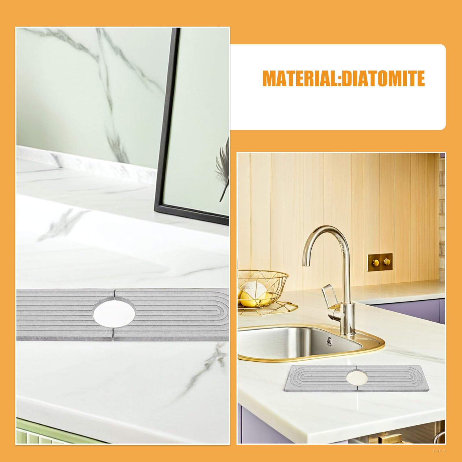 Tapis Évier De Cuisine Diatomite Protection Anti-éclaboussures Pour Lavabo Tapis Absorbant à Séchage Rapide Protège-robinet Pour Salle De Bain Et Comptoir