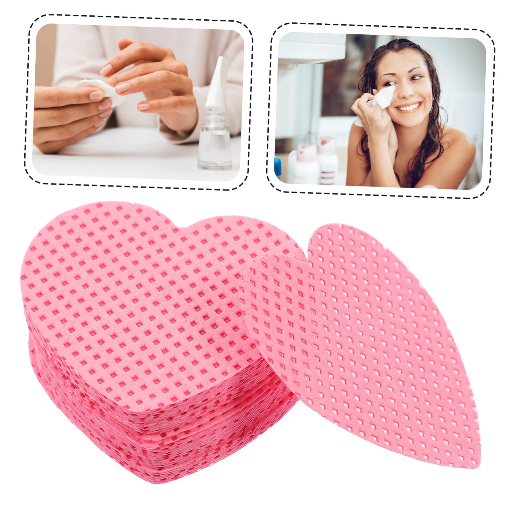 SOESFOUFU Paint Wipes Heart Shape 200 Sheets Nail Polish Pads Quick Clean Soft Cotton Lint Travel Size Makeup Wipes