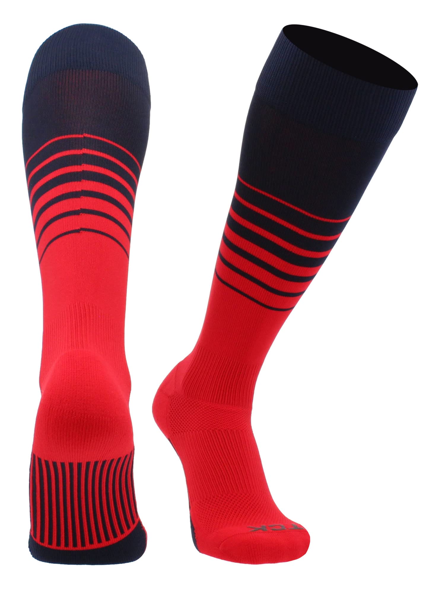 TCK Elite Breaker Striped Socks | Over-the-Calf Soccer Baseball Softball Socks | Extra Stretch for Shin Guards | USA Made