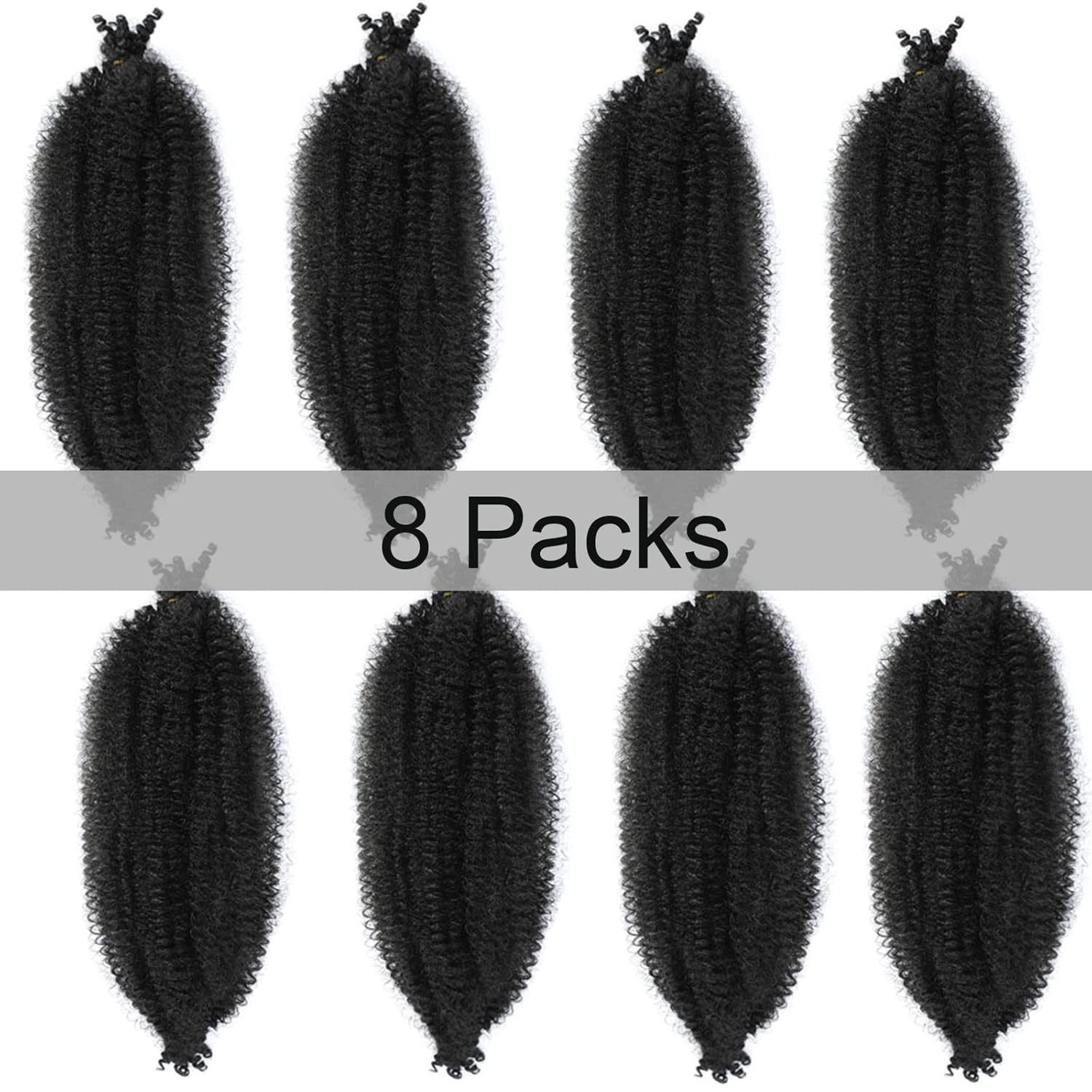 8 Packs Springy Afro Twist Hair 16 INCH Pre-fluffed Naturaly Twist for Protective Styling Marley Crochet Twist Braiding Hair for Black Women (22inch, Black)