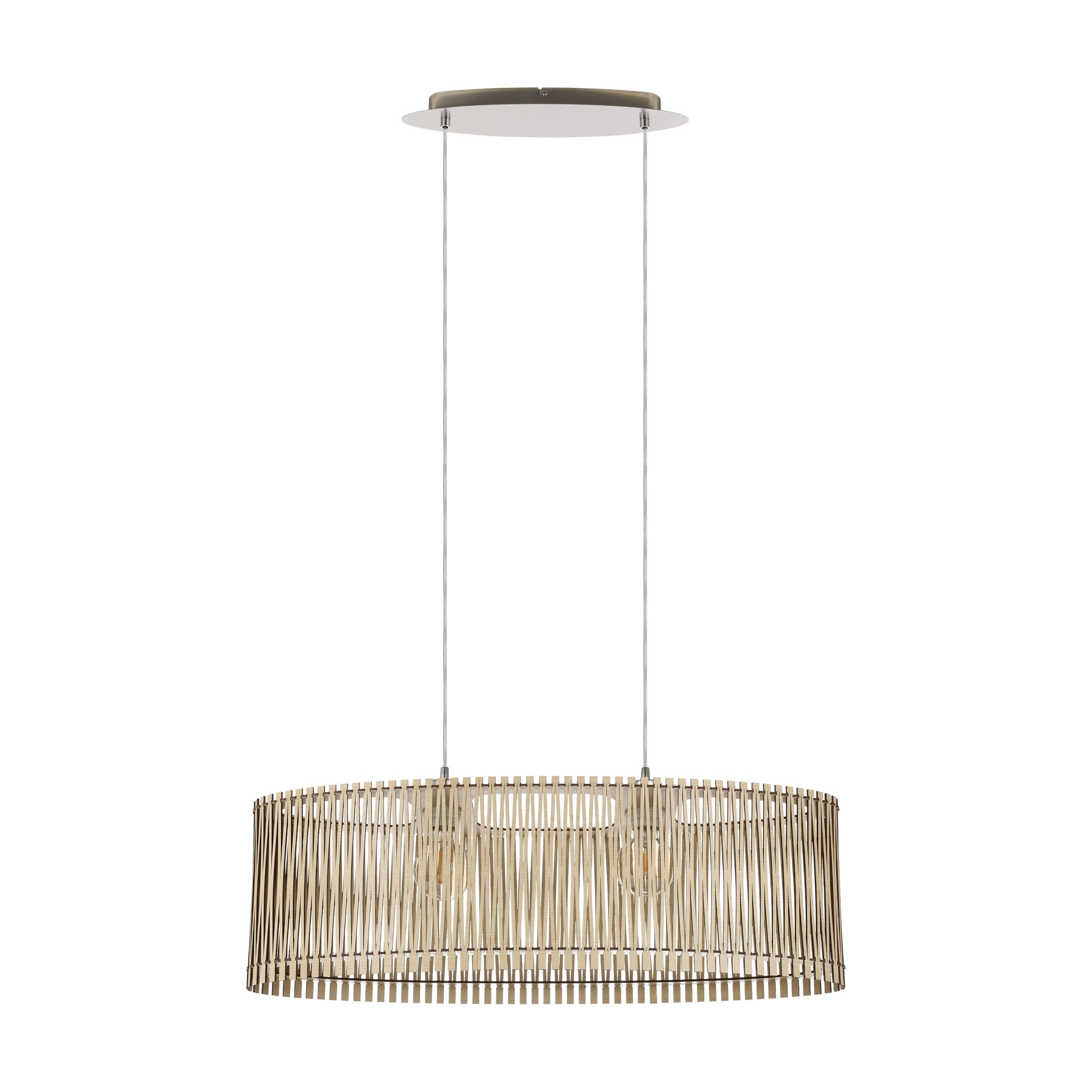 Eglo lampada a sospensione Sendero, lampada Boho, lampada a sospensione in | acciaio nichel opaco, legno acero, lampada da pranzo naturale, lampada da soggiorno sospesa con portalampada E27, 77,5 cm
