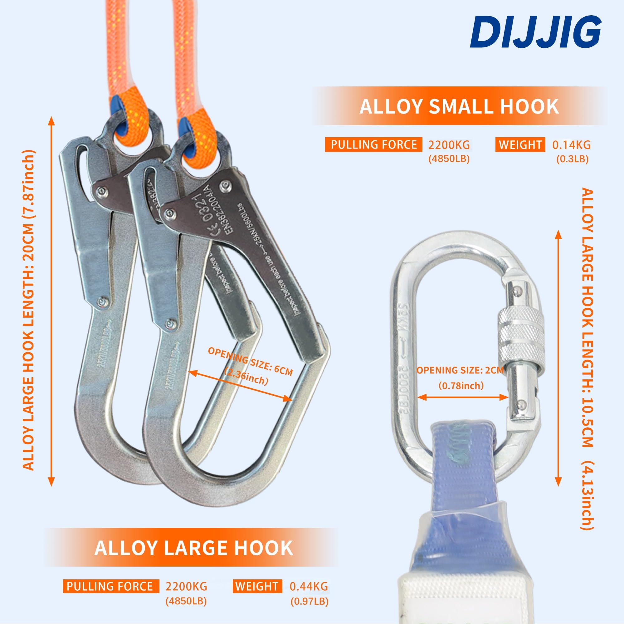 DIJJIG Sicherheitsgürtel-Kit mit 1,8 M Lanyards, Taille- und Schulterschutz, Bauprojekte, Dachbetrieb in hoher Höhe, Feuerrettung, Anti-Fall-Sicherheitsgürtel, Sicherheitsseil, CE-Zertifizierung