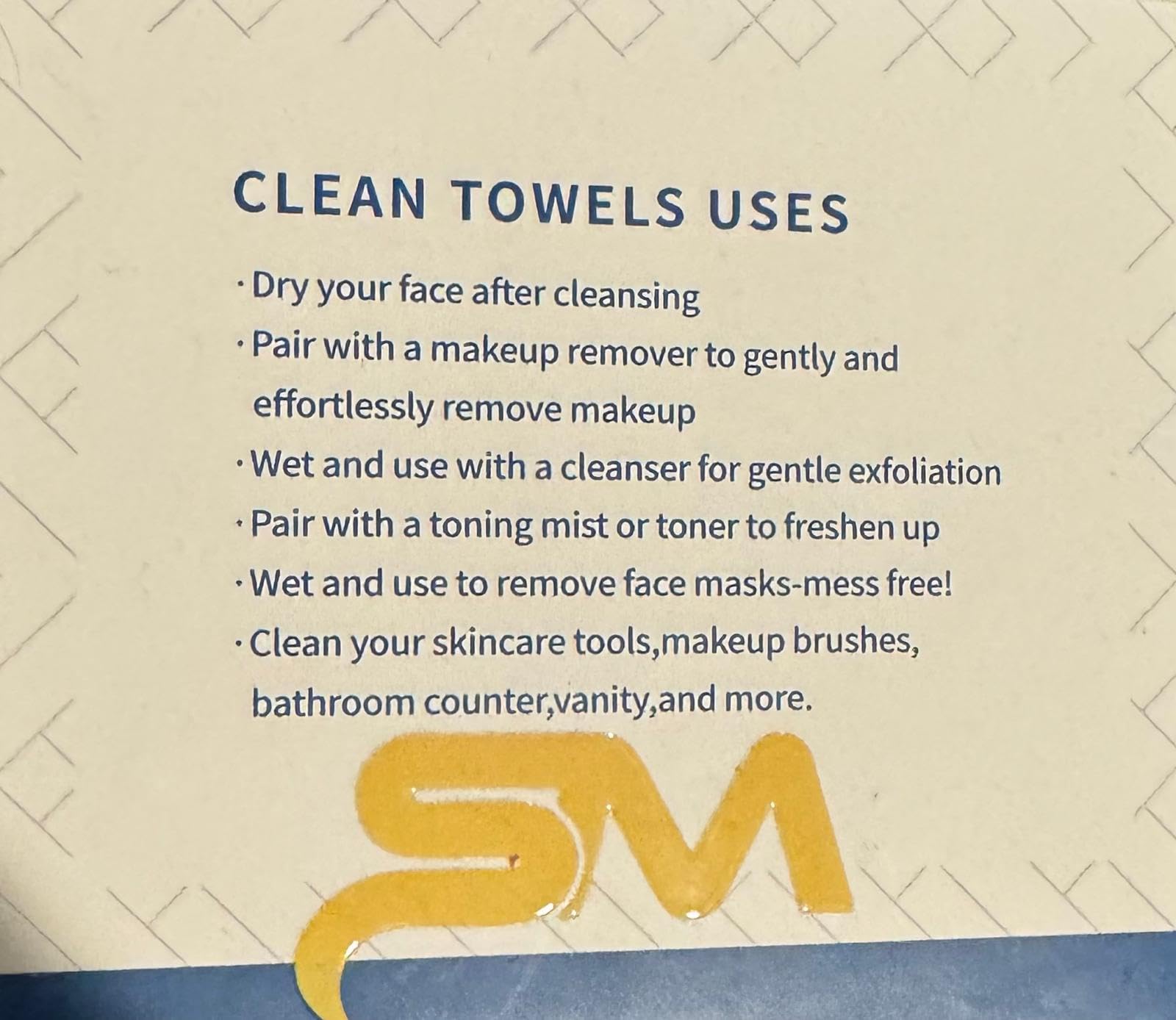 SM Disposable Face Towels XL, Makeup Remover Dry Wipes, Super Soft 50 Count