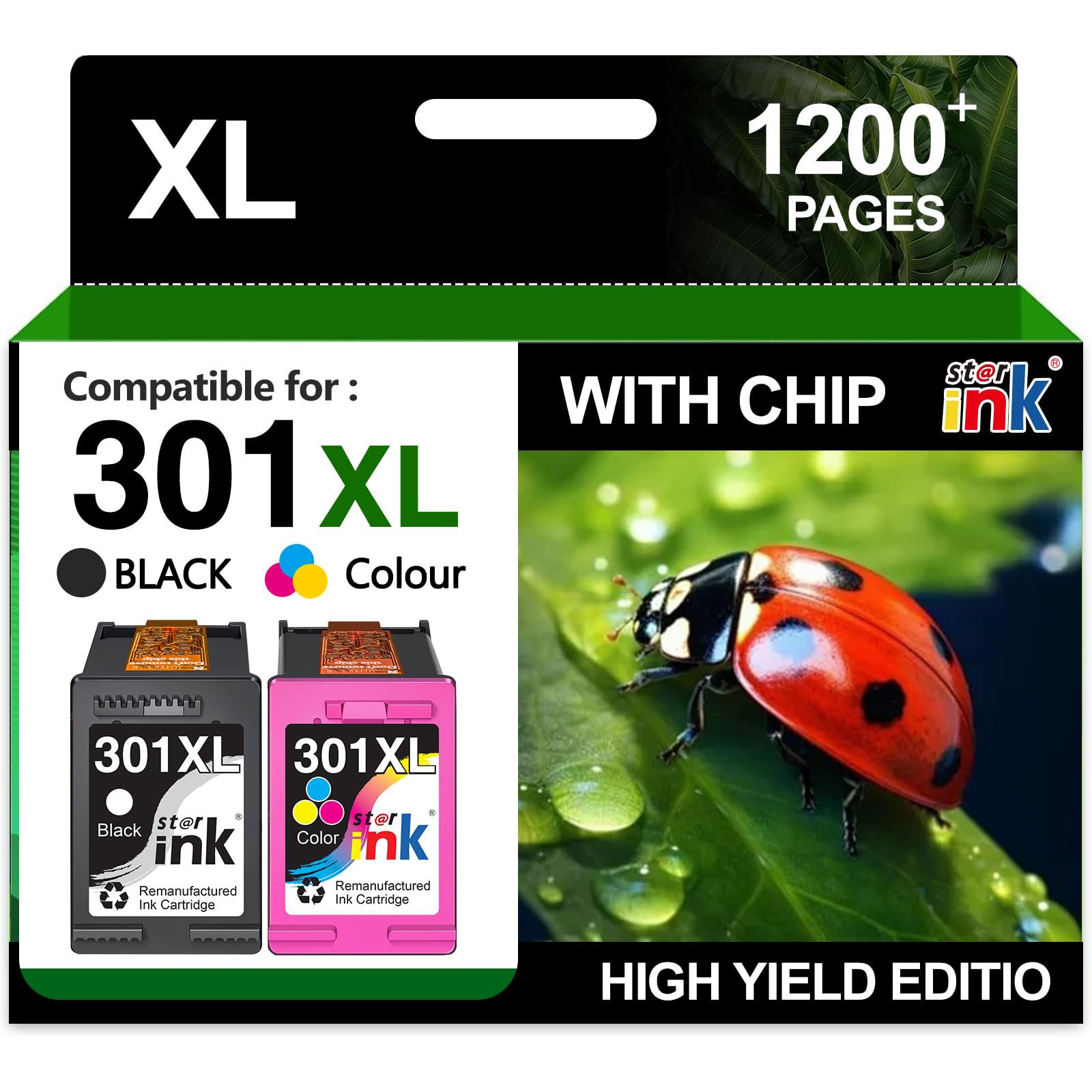 Starink Remanufactured wkłady kompatybilne z HP 301 301XL Multipack do HP DeskJet 1000 1050 1050A 2000 2050 2050A 2510 2540 3000 3010 3050A 3510 Envy 45070 5530 OfficeJet 2620 4630