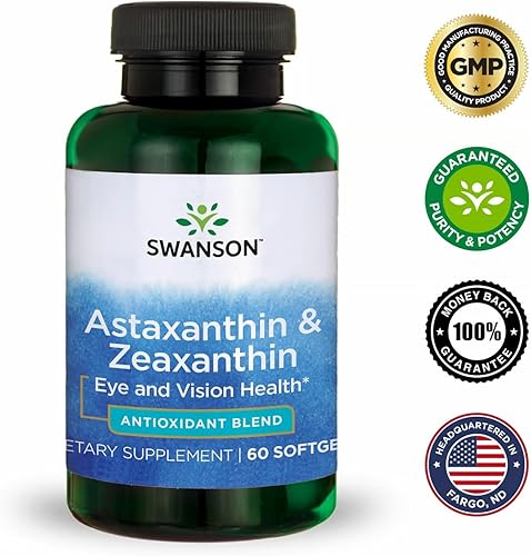 Miniatura 7 de Swanson Astaxantina y zeaxantina Visión ocular Cerebro Salud de la Piel Suplemento antioxidante (astaxantina 4 mg y OmniXan Zeaxantina 4 mg) 60