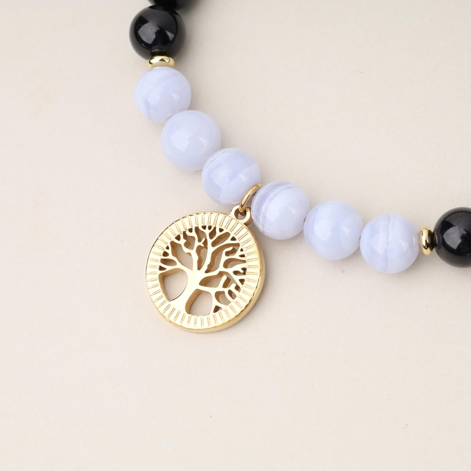 COAI Womens Prayer Tree of Life Charm Black Tourmaline Bracelet