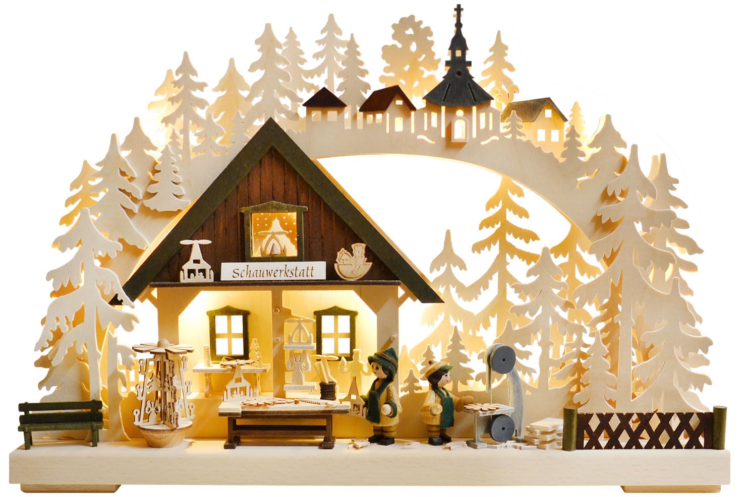 Pyramide de Noël allemande en bois véritable de l'Erzgebirge 43x30cm