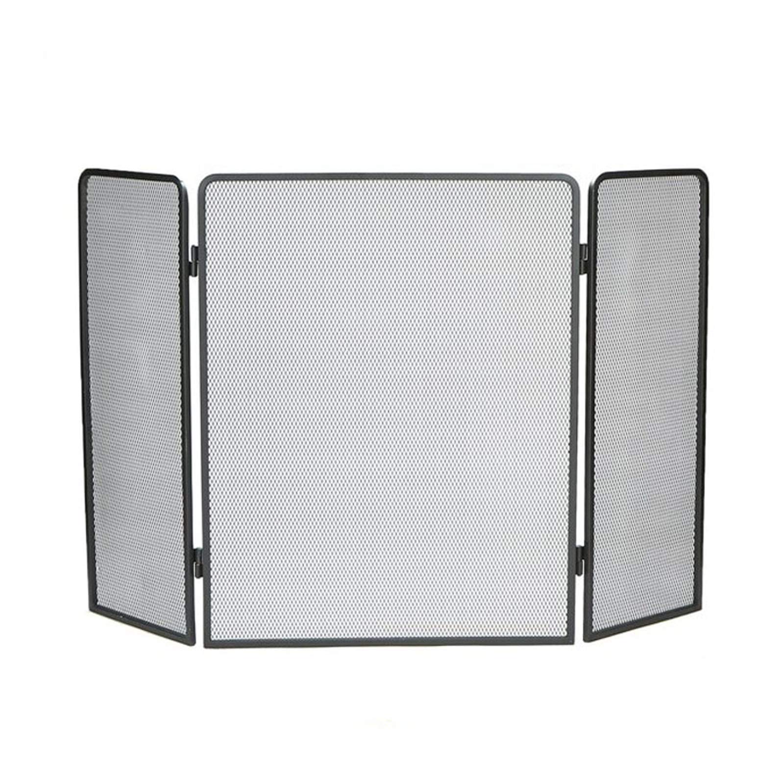 Schermi per Caminetti di Guardia Stile classico in metallo a 3 pannello Schermo in metallo nero Nero Metal Mesh Spark Guard Cover Cover Camino Accessori 31.5 "x 48" Accessori per Caminetti in Rete Dec