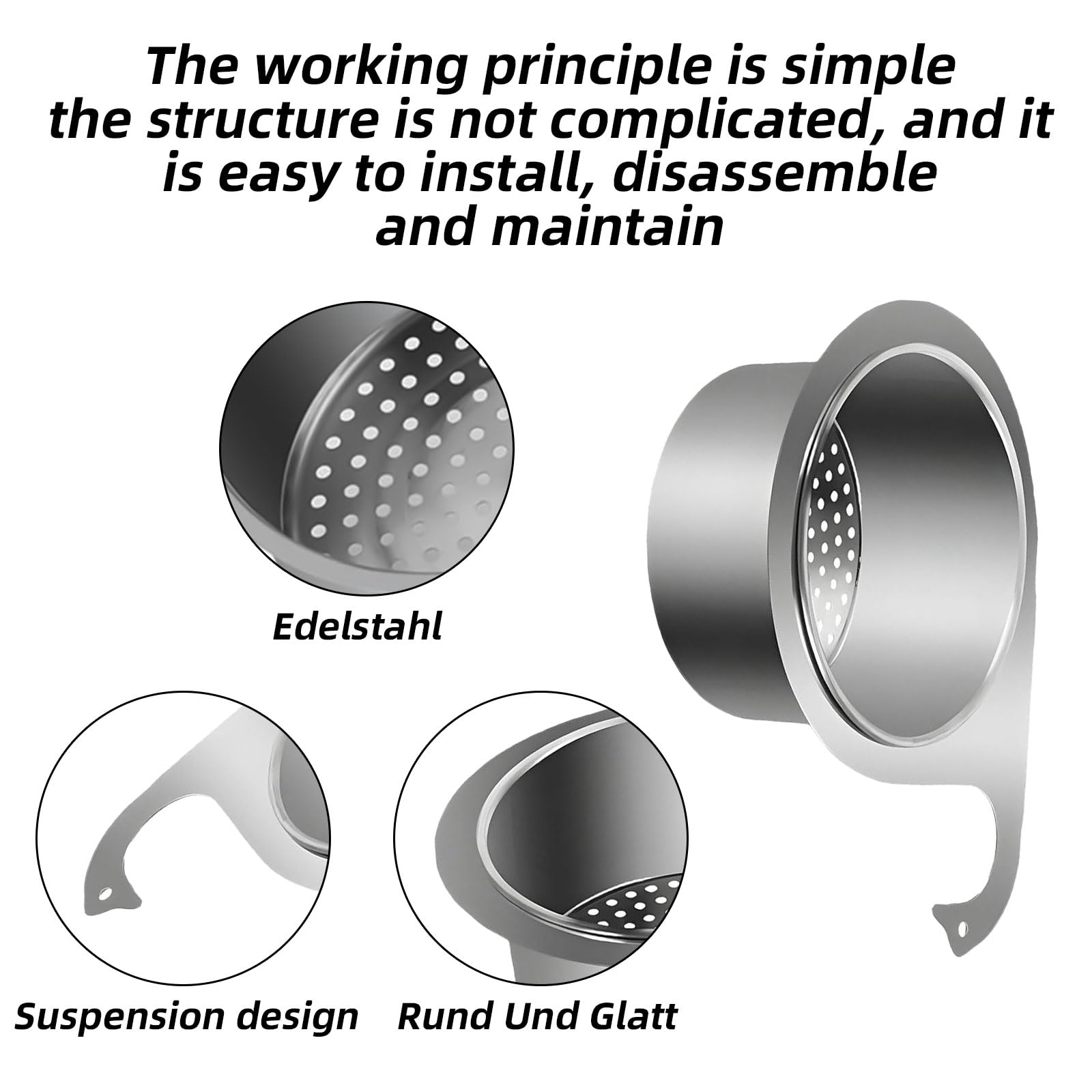 2 Stück Siebkorb Spüle Edelstahl, Multi-Functional für Spülbecken, Schwanenform Strainer Basket für Obst und Gemüse zum Filtern Küchenabfällen