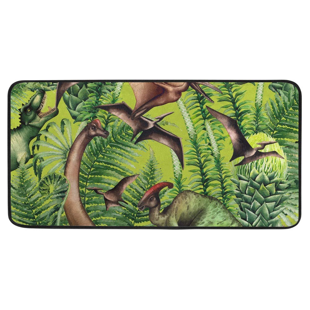 Alfombrilla antideslizante para cocina blanco y negro de elfo de flores, 39x20 pulgadas