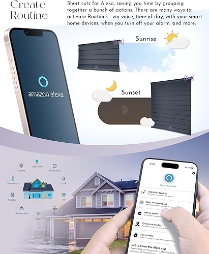 Miniatura 4 de Graywind Persianas romanas inteligentes compatibles con Alexa Google, persianas motorizadas recargables con control remoto opaco, persianas romanas