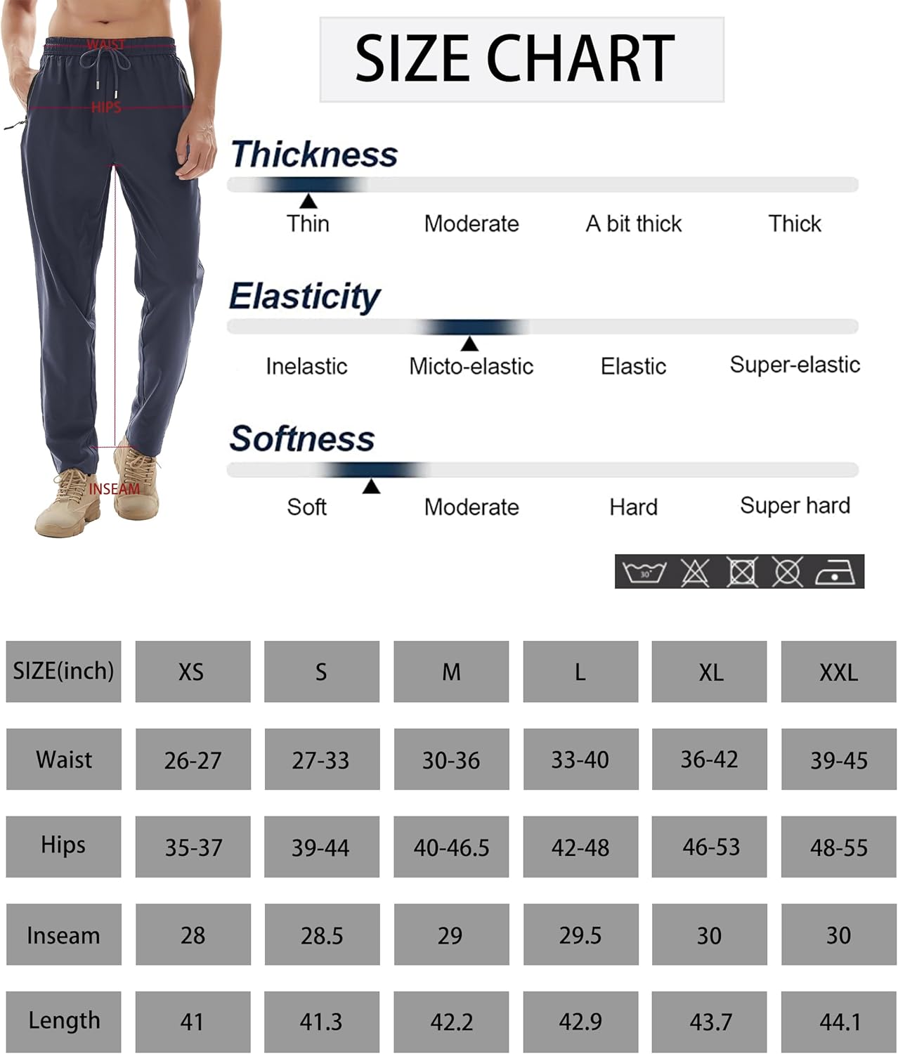 Men's Athletic Hiking Pants Lightweight Quick Dry Travel Fishing Joggers Running Workout Active Track Pants - Image 6