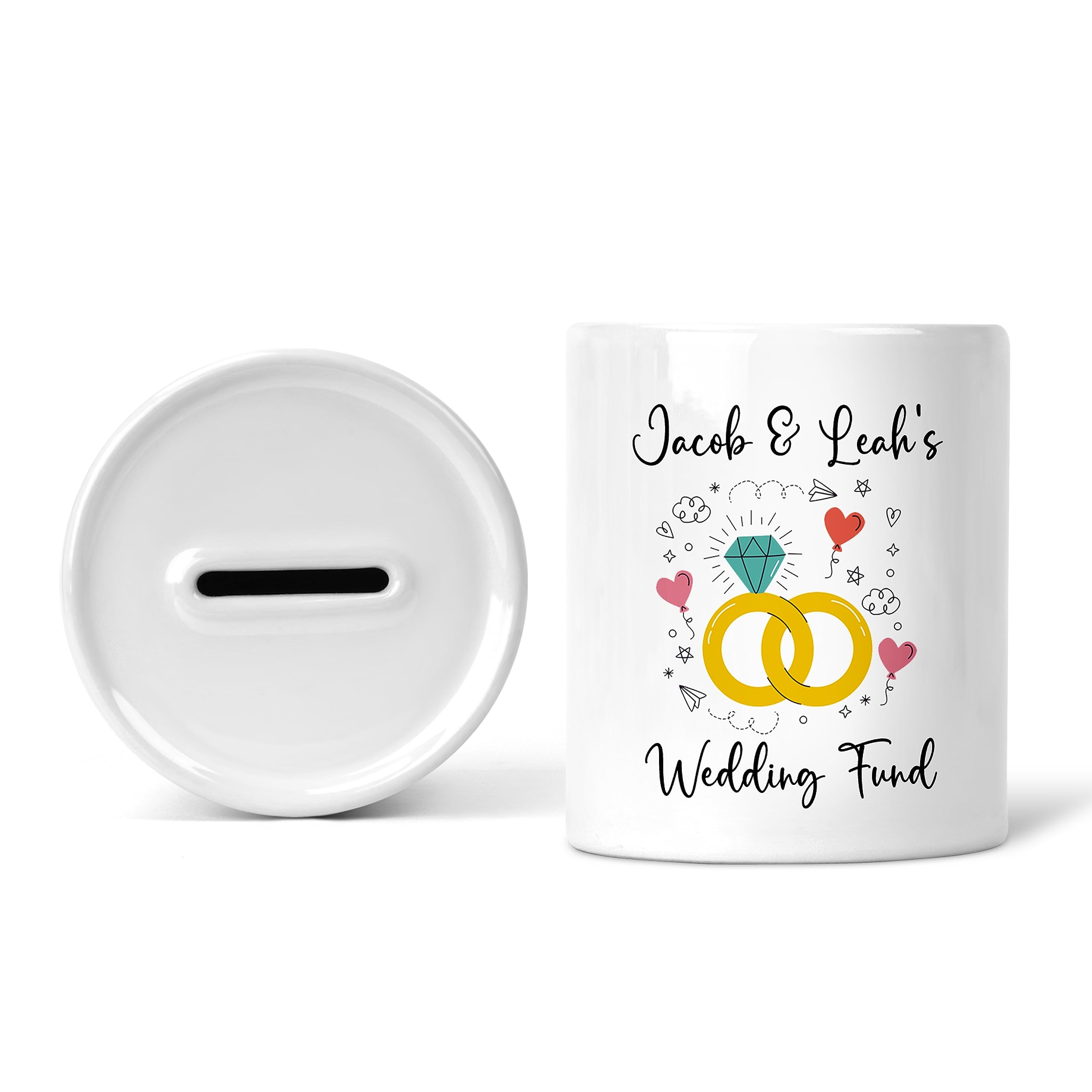 Rib Ticklerz White - Personalised Money Box Wedding Fund Saving Jar Piggy Bant Marriage Engagement Gifts Engaged Colleague Friends Mr & Mrs Bride And Groom To Be - Mb16