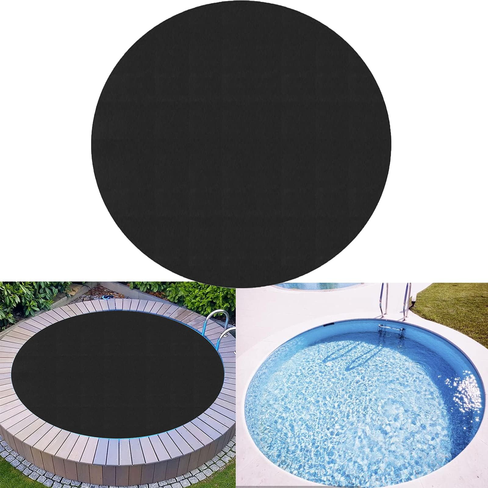 YSISLYSolar Pool Cover for Above Ground Swimming Pools, 8 10 12 15 Feet Round Pool Warmers, Hot Tub Cover for Indoor and Outdoor Pool, Dust and Heat Insulation Film(8 Feet, Black)