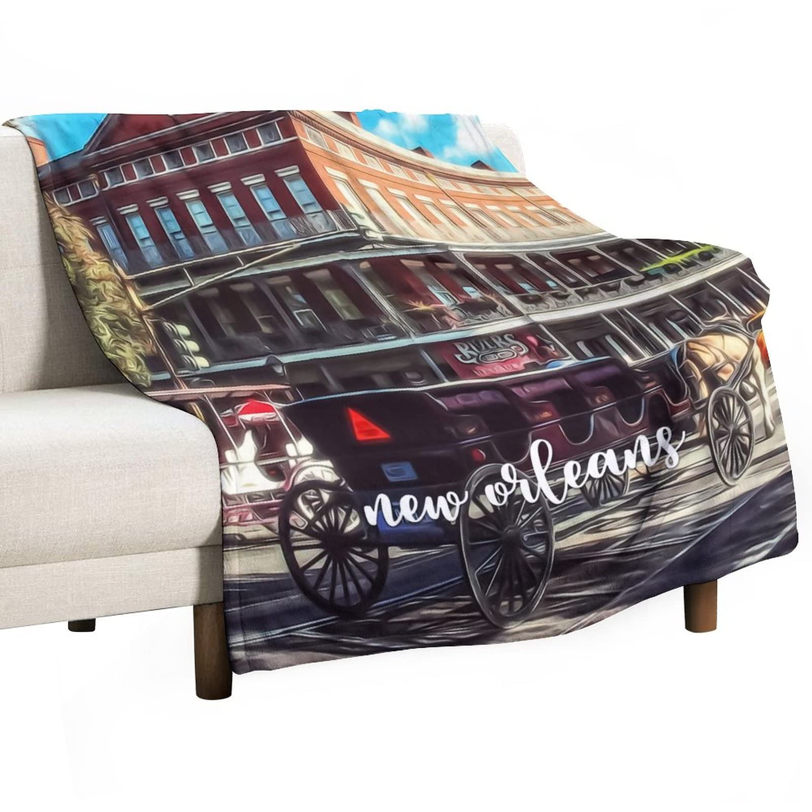 Couverture flanelle Nouvelle-Orléans : plaid canapé enfant réversible et doux 130 x 150 cm