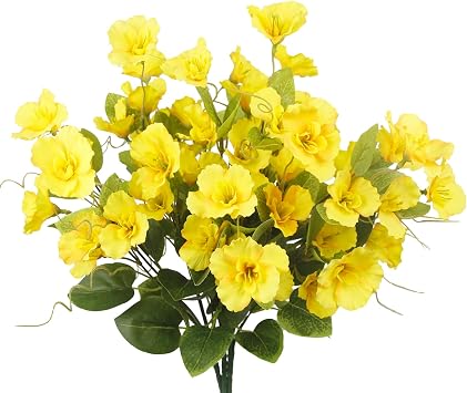 3 Pcs Artificial Flowers for Outdoors Hibiscus Spring Summer Decor Yellow Artificial Tropical Flowers Realistic UV Resistant Silk Hibiscus Flowers for Outside Planter Front Door Porch Patio