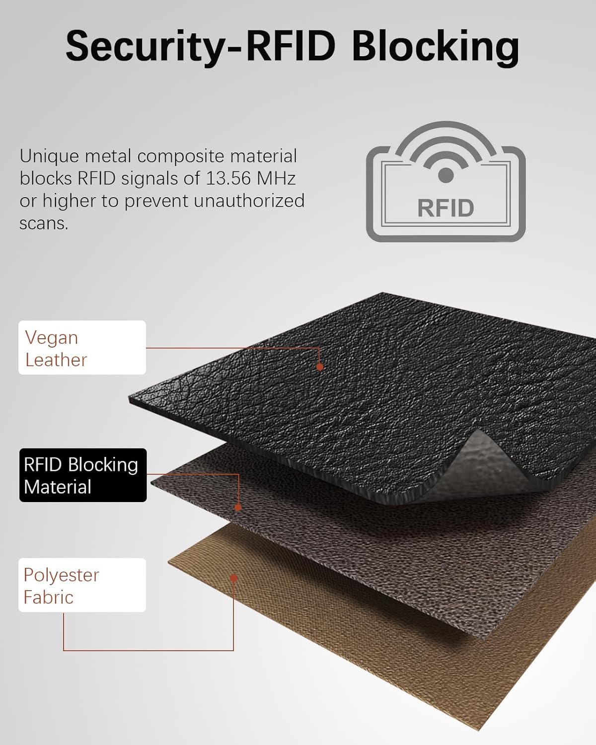 BOSTANTEN Womens Leather Wallets RFID Blocking Large Capacity Trifold Card Holder Ladies Phone Clutch Black&Brown - Image 6