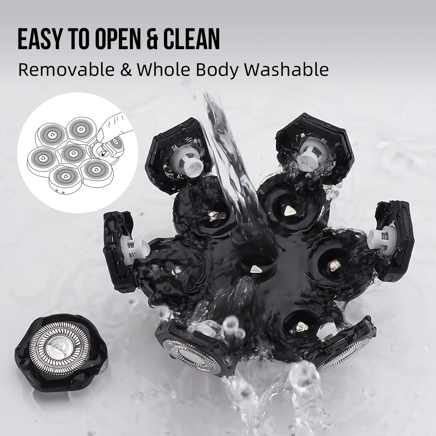 Electric Razor Replacement Blades, 7 Heads Wet Dry Beard Shaver Replacement Blade for Bald Men, compatible with E-Hunter AE7130 Electric Shavers