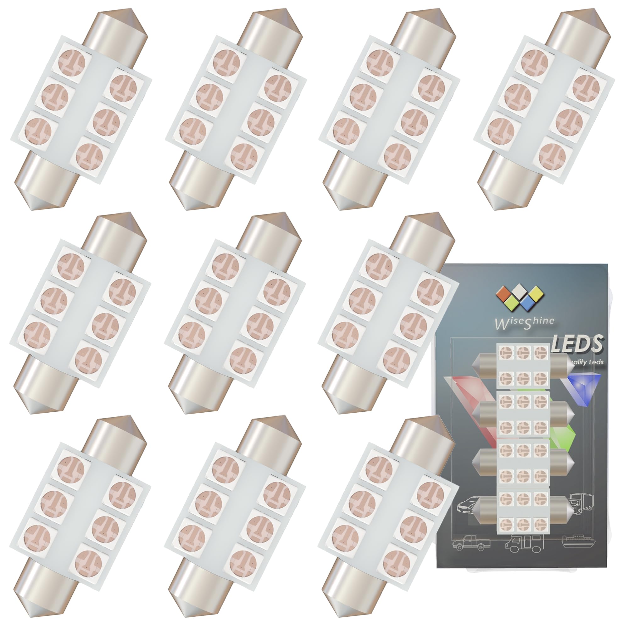 Wiseshine 36mm 6411 Festoon LED Bulb,6418 LED Bulbs Pink Purple Festoon DE3425 DE3423 DC 12V for Marine Boat RV Car Interior Dome Trunk Lights (Pack 10)