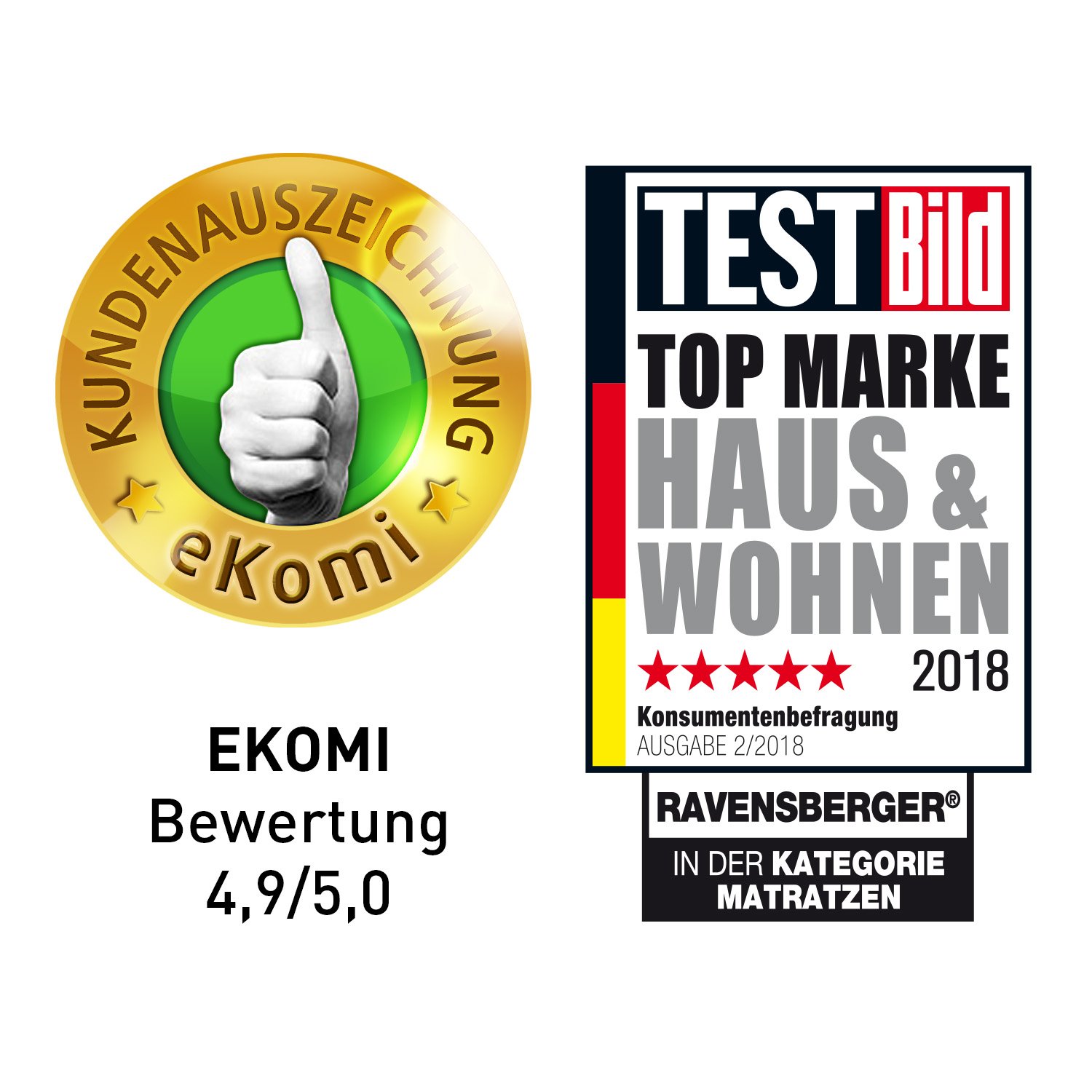 Ravensberger Matratzen Visco-Topper - 90 x 200 x 9 cm - H2/3 RG60 (50-110 kg) - 7 Zonen Matratzenauflage - 9 cm Gesamthöhe - mit Baumwoll-Doppeltuch-Bezug - Matratzentopper