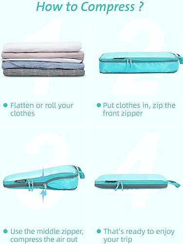 Vista 5 de Bagail Juego de 7 cubos de compresión ultraligeros 3 cubos de embalaje, 3 organizadores y 1 bolsa de zapatos