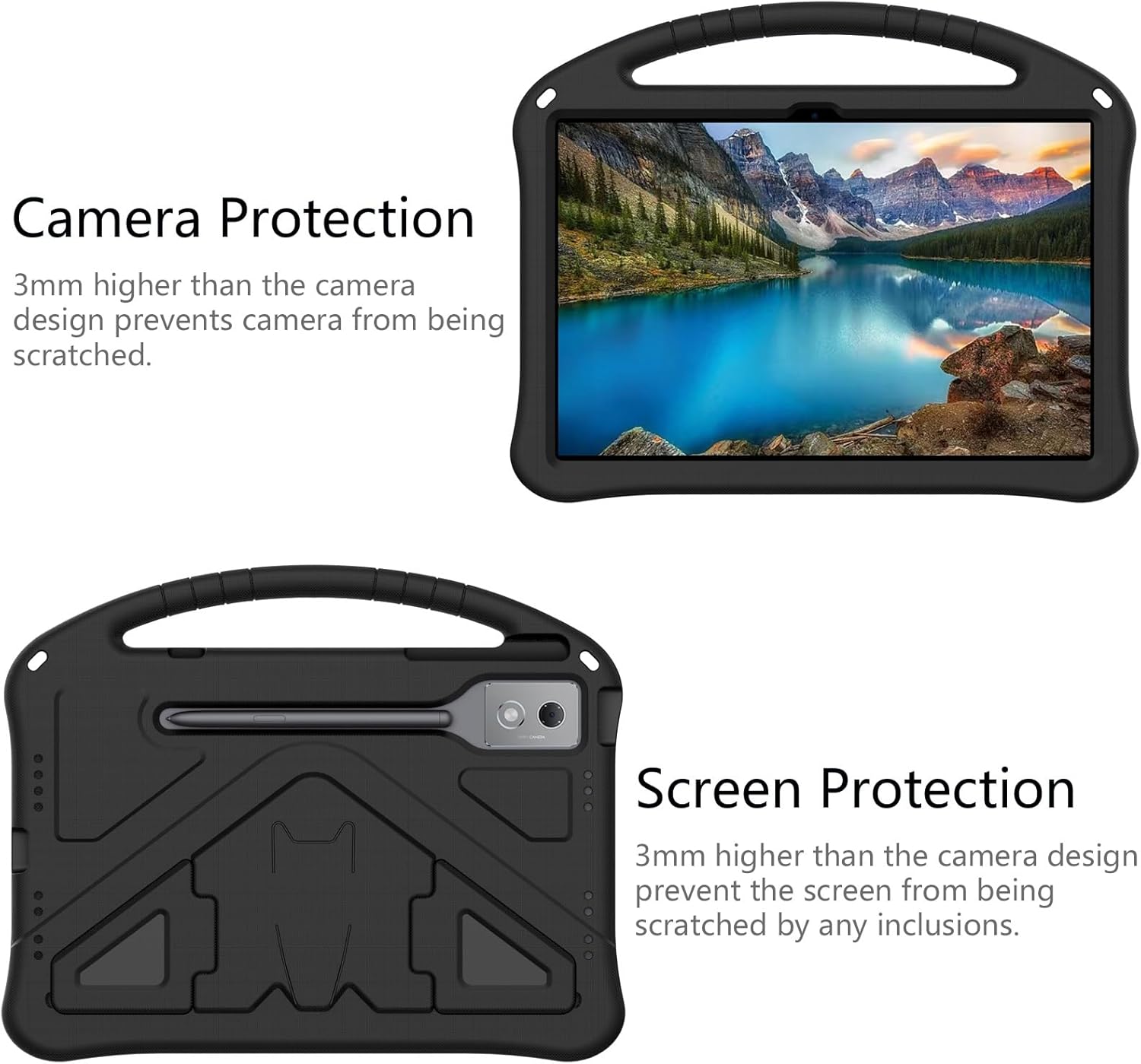 Tablet PC Case Compatible with Lenovo Yoga Tab Plus/Yoga Pad Pro 12.7'' 2025/2024 Case Lightweight EVA Tablet Cover with Adjustable Strap, Shockproof Handle & Kickstand Portable Protective Shell Prote