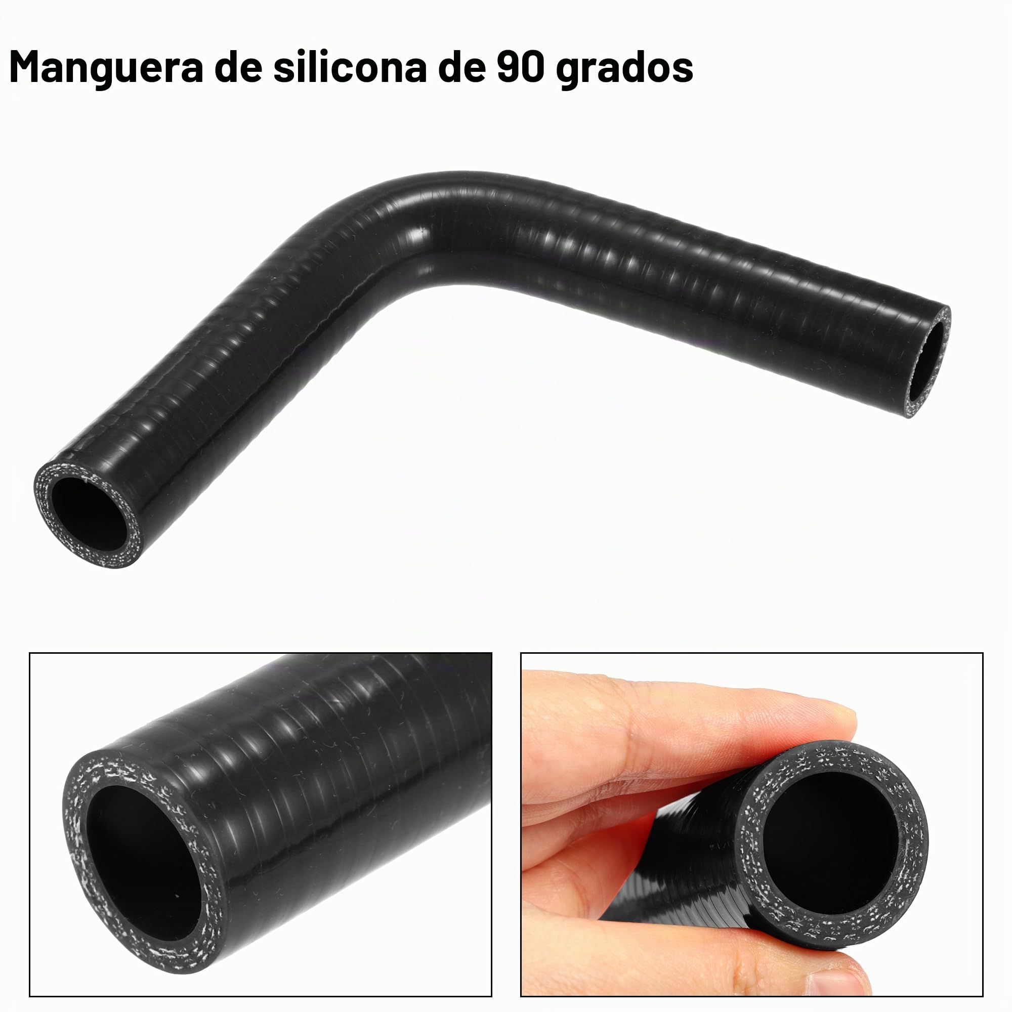 A ABSOPRO Manguera De Silicona 90 Grados 25Mm Id Para Intercooler Turbo | 25 Mm Id, 35 Mm Od, 5 Mm Grosor, 150 Mm Longitud, -60°C A 300°C, Universal Para Motores Enfriadores.