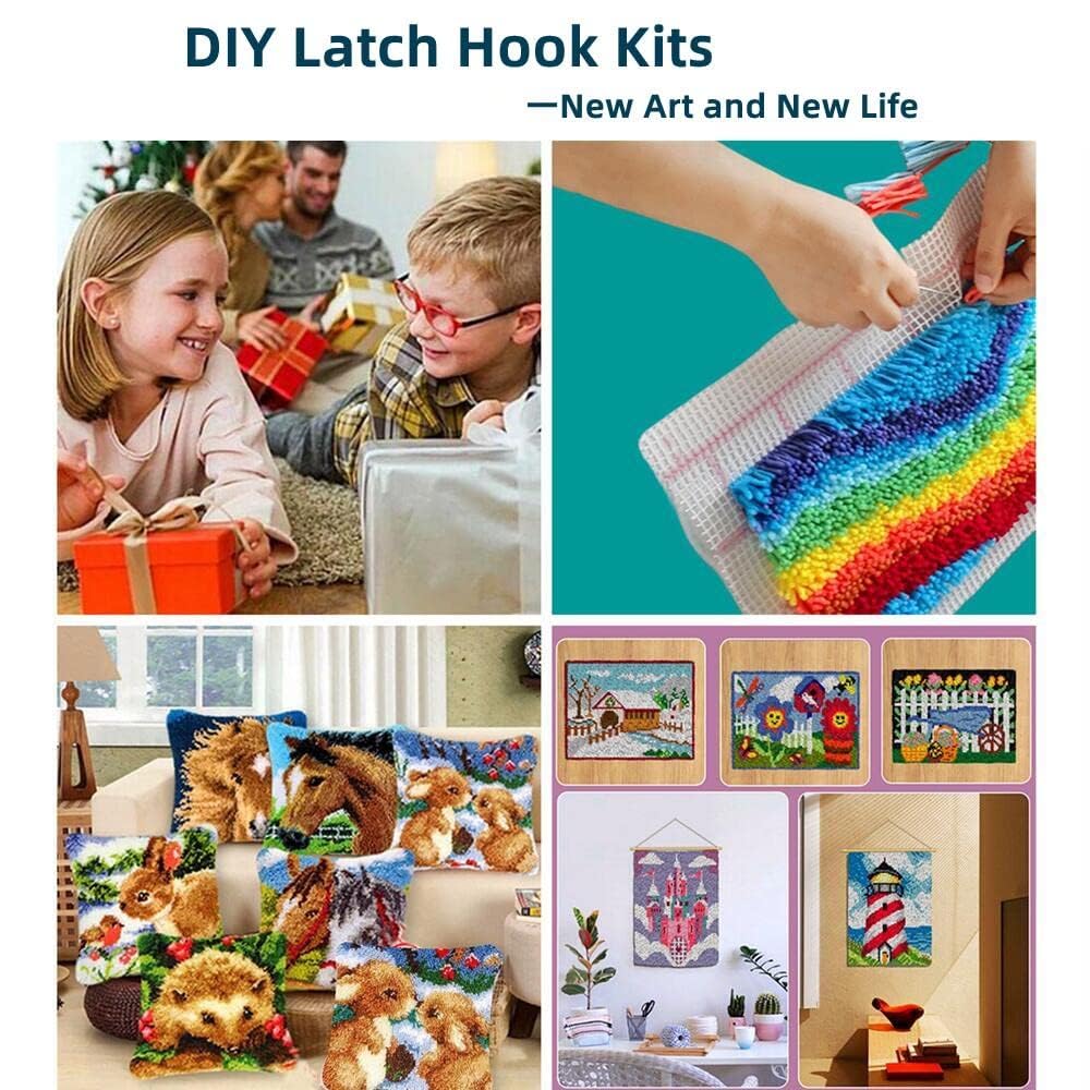 Kit Cuscino Latch Hook Fai-da-te – Forma Tartaruga 43x43 Cm, Con Tela Prestampata, Filato E Uncinetto, Perfetto Per Principianti